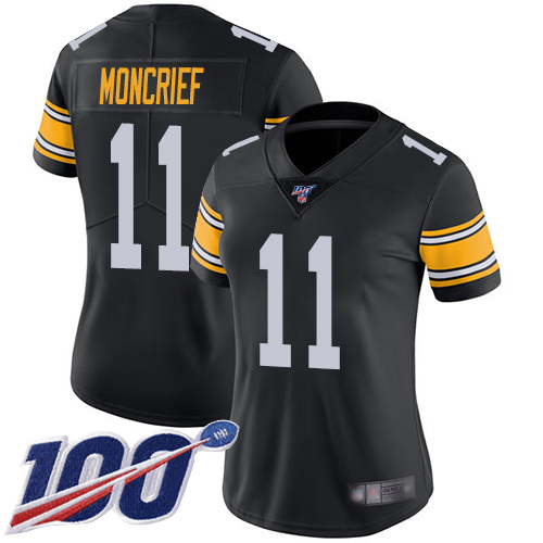 Women Pittsburgh Steelers Football #11 Limited Black Donte Moncrief Alternate 100th Season Vapor Untouchable Nike NFL Jersey->women nfl jersey->Women Jersey